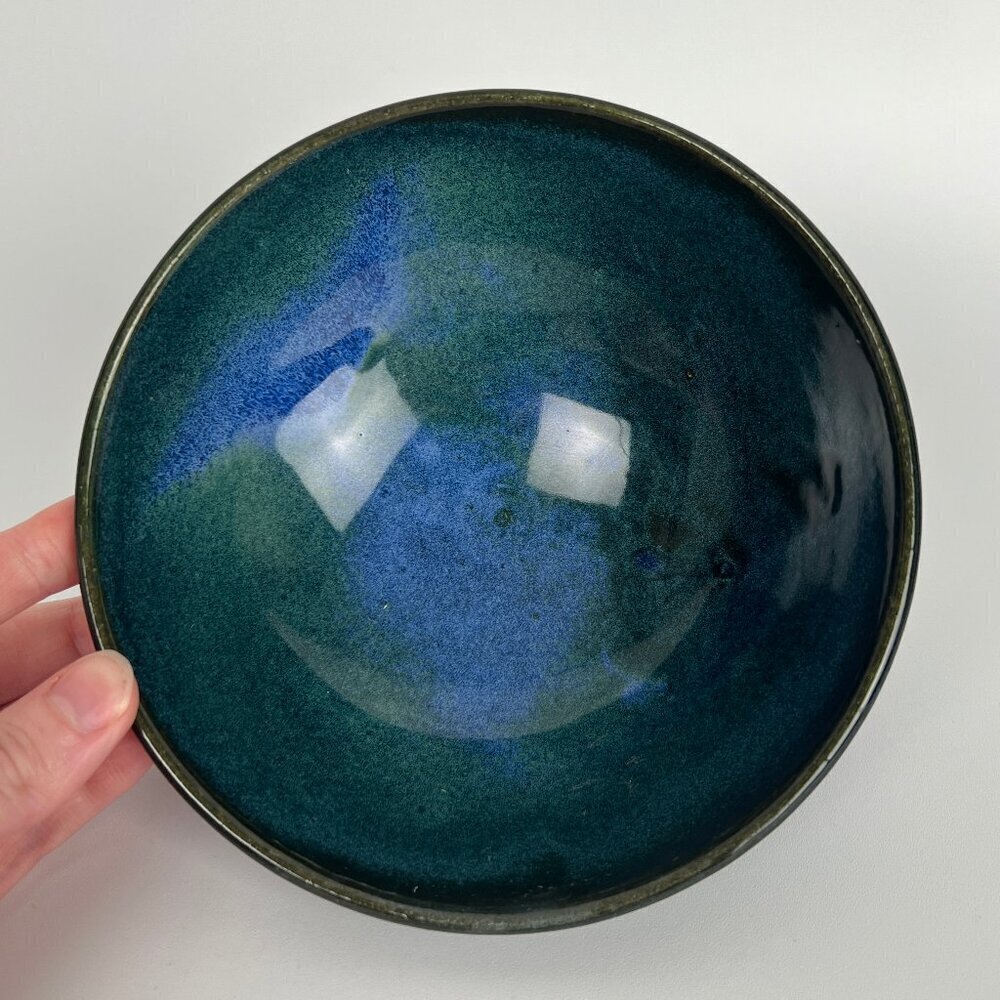 Stunning Handmade Ceramic Trinket Dish Globe Bowl Shine Hand Made Crafted Wheel